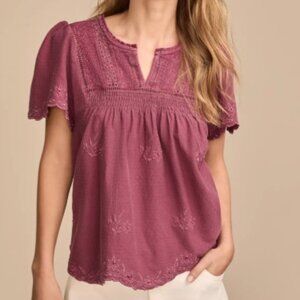 Lucky Brand NWOT Vertical Trim Short Sleeve Top 3X